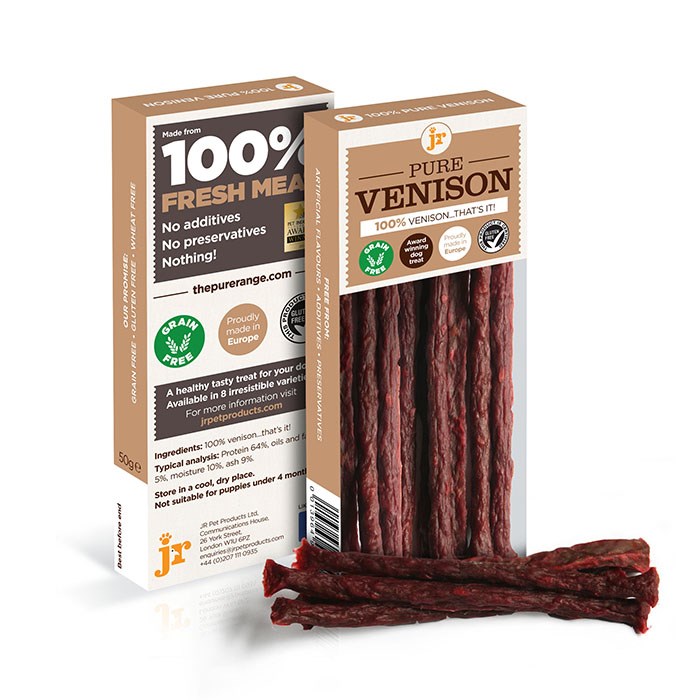 JR 100% Pure Venison Sticks Dog Treats 50g